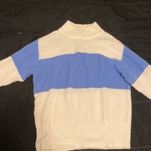 White and blue stripe knit sweater